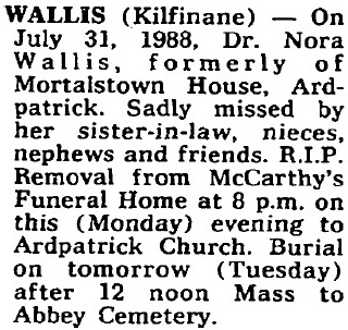 Dr Nora Wallis died in 1988 aged 89 years