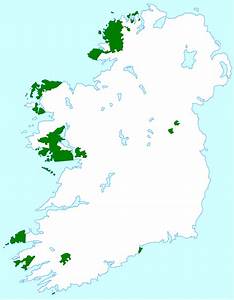 Gaeltacht Map of Ireland 2006 by Angr | https://commons.wikimedia.org/wiki/File:Gaeltacht.svg?uselang=fr 
