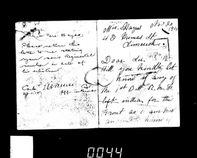Letter 20 Nov 1914 | Paul Dunne