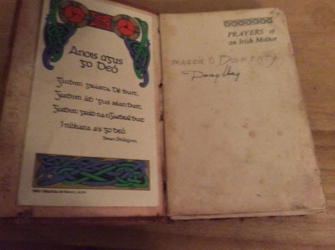 Inside the cover, my grandmother’s name and had her first child born in 1922 | Mary Doherty.
