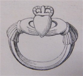 An engraving of a Claddagh Ring, 1843. | HALL, Mr & Mrs Samuel Carter (1843) Ireland: Its Scenery, Character, &c. Vol. III.