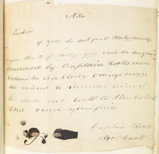 Object No. 80 'Captain Rock' threatening letter, 1842 | National Library of Ireland